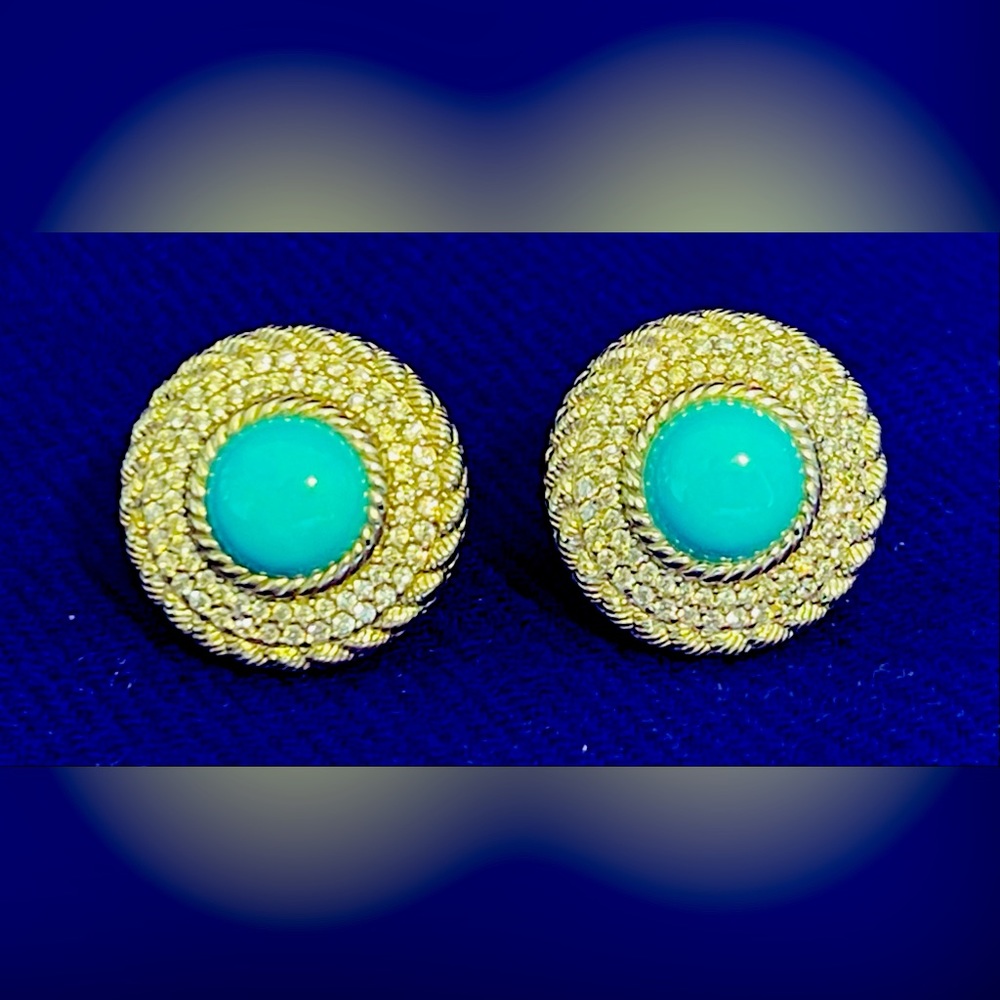 NWOT Judith Ripka Sterling Collection Turquoise and Diamonique Earrings